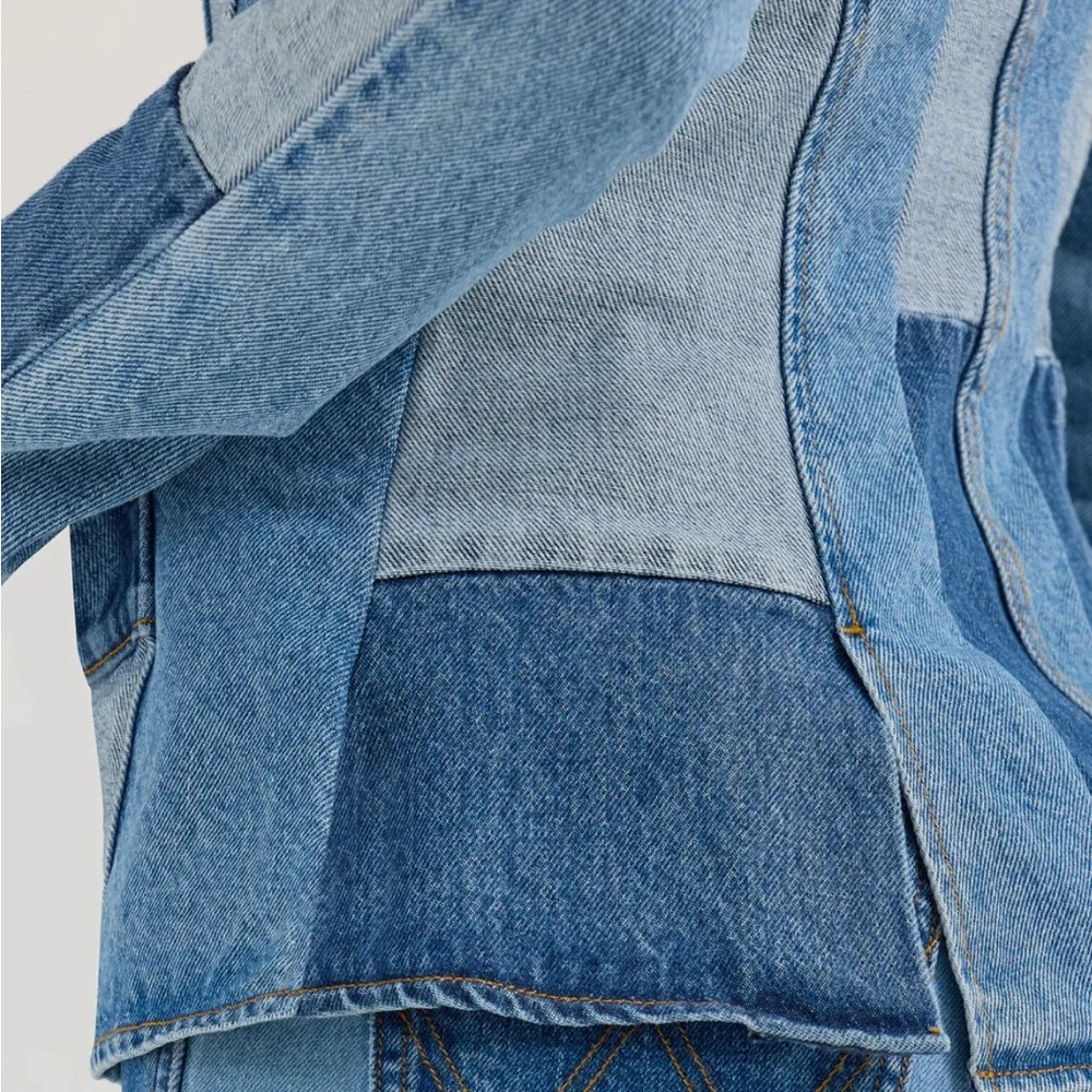Wrangler x Lainey W Patchwork Denim Blazer Jacket • Rare Collab • Size Large - Picture 4 of 15